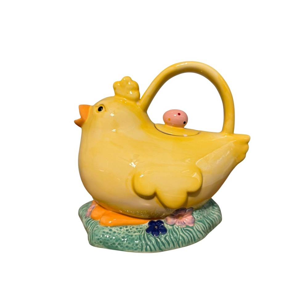 Mesa International Handcrafted Ceramic Yellow Chick Teapot Spring Easter Decor